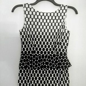 DRESS - Black & White Peplum Flair Dres